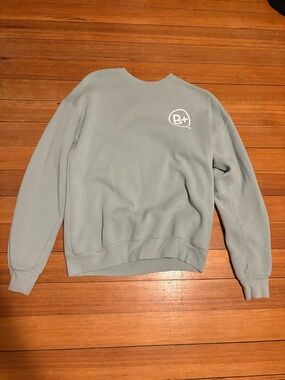 Bella Canvas Crewneck Sweatshirt in Sage Blue with White Logo